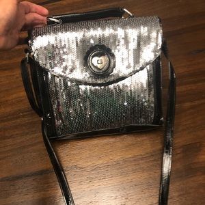 Betsey Johnson Black and silver sequin bag